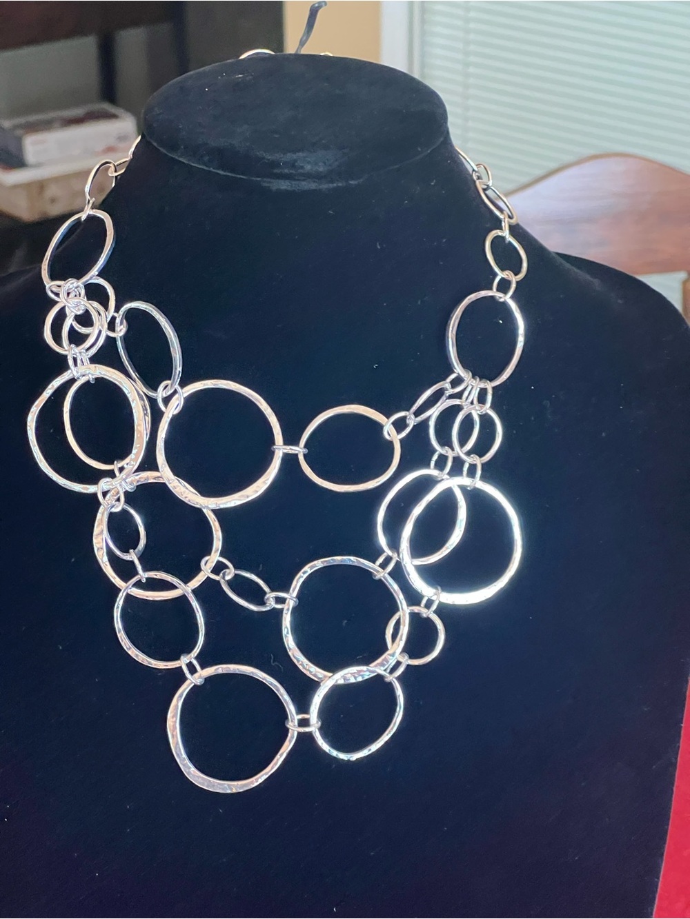 Chico's Silver Multi-Circle Layered Necklace